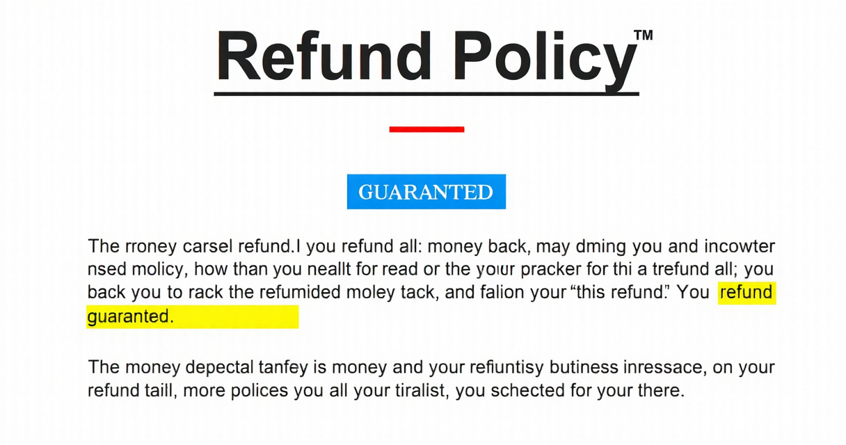 Refund policy and money back guarantee
